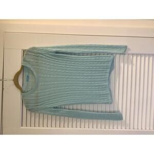 J. McLaughlin Lightweight Light Blue Cable Knit Cotton Long Sleeve Sweater Small